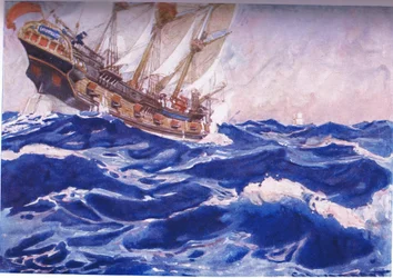 Een schip dat naar ons toe vaart